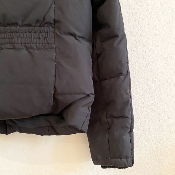 Finish Line Athletics Black Puffer Down Medium Coat Jacket Pockets Zipper Snap - Picture 10 of 12